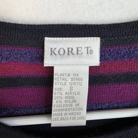 Koret Small Wool Blend Floral Embroidered Cardigan Y2K Purple Vintage Deadstock - Picture 4 of 8